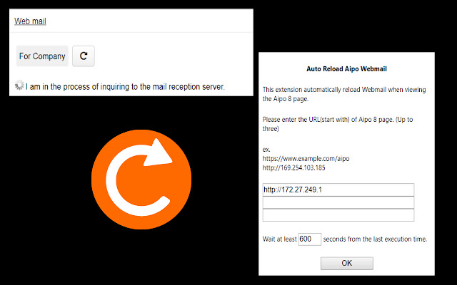 Auto Reload Aipo Webmail  from Chrome web store to be run with OffiDocs Chromium online