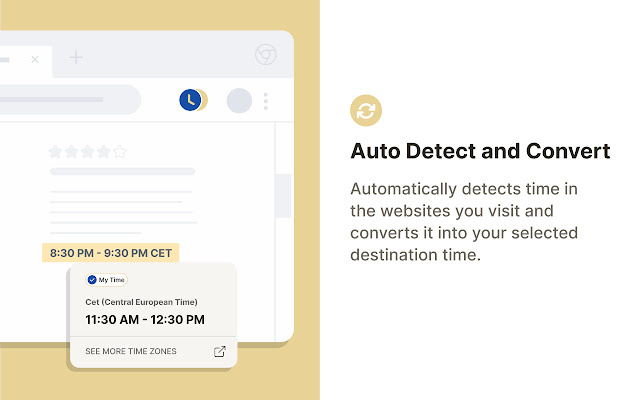 Auto Time Zone Converter  from Chrome web store to be run with OffiDocs Chromium online