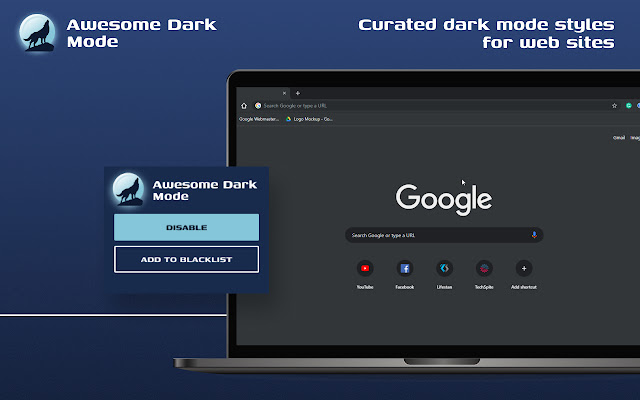 Awesome Dark Mode  from Chrome web store to be run with OffiDocs Chromium online