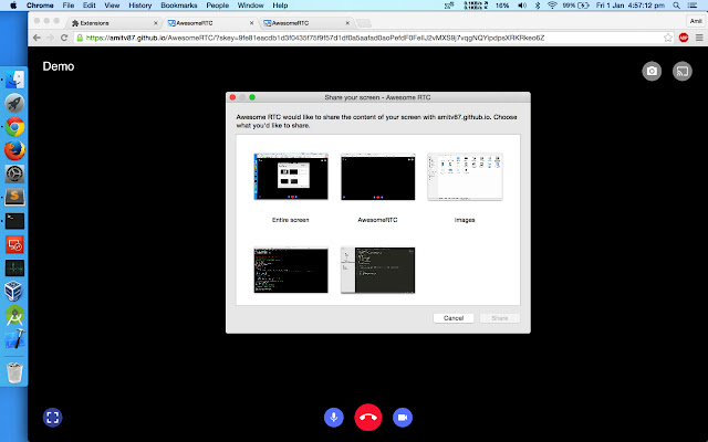 Awesome RTC  from Chrome web store to be run with OffiDocs Chromium online