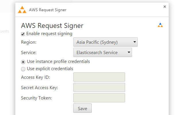 AWS Request Signer  from Chrome web store to be run with OffiDocs Chromium online