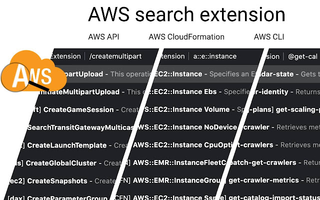 AWS Search Extension  from Chrome web store to be run with OffiDocs Chromium online