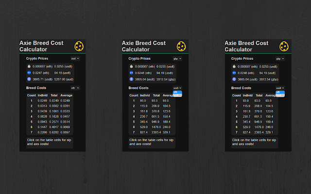 Axie infinity breed cost calculator  from Chrome web store to be run with OffiDocs Chromium online