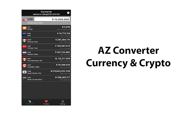 AZ Currency  Crypto Converter  from Chrome web store to be run with OffiDocs Chromium online