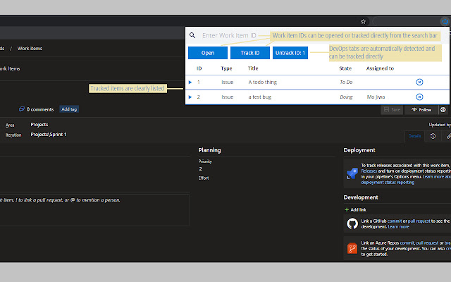 Azure DevOps Tracker  from Chrome web store to be run with OffiDocs Chromium online