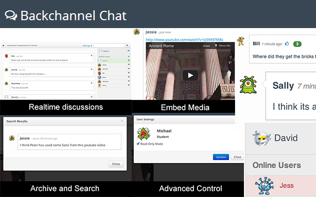 BackChannel Chat  from Chrome web store to be run with OffiDocs Chromium online