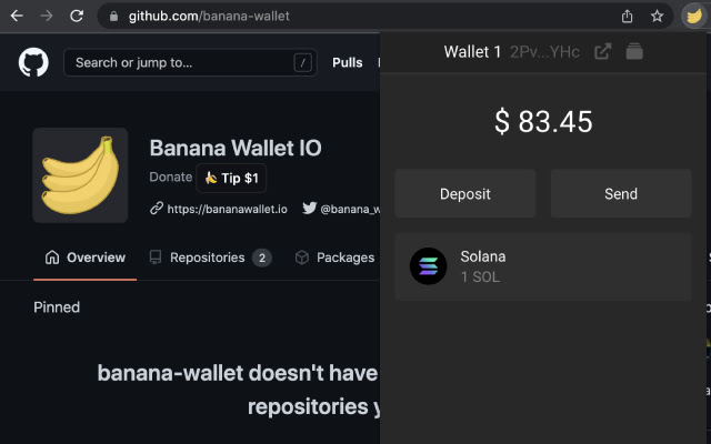 Banana Wallet daripada kedai web Chrome untuk dijalankan dengan OffiDocs Chromium dalam talian