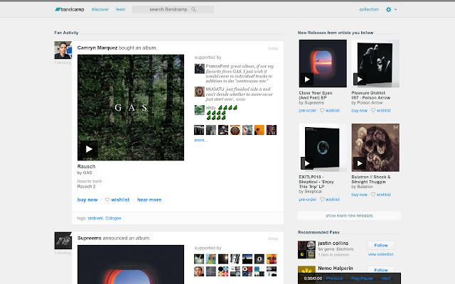 Bandcamp Feed Playlist  from Chrome web store to be run with OffiDocs Chromium online