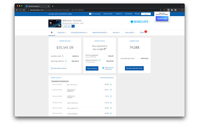 Barclays Export Transactions  from Chrome web store to be run with OffiDocs Chromium online