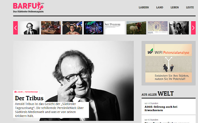 BARFUSS Das Südtiroler Onlinemagazin  from Chrome web store to be run with OffiDocs Chromium online