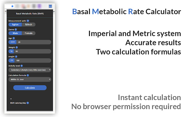 Basal Metabolic Rate (BMR) Calculator from Chrome web store to be run with OffiDocs Chromium online Basal Metabolic Rate (BMR) Calculator from Chrome web store to be run with OffiDocs Chromium online