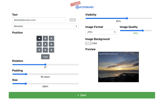 Batch Watermark  from Chrome web store to be run with OffiDocs Chromium online