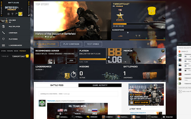 Battlelog 2.0 Theme  from Chrome web store to be run with OffiDocs Chromium online