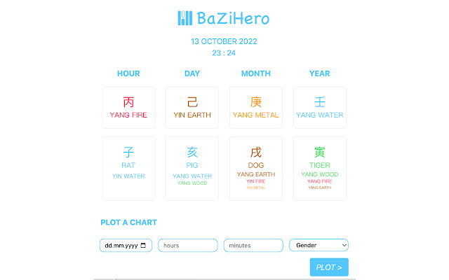 BaZi Hero  from Chrome web store to be run with OffiDocs Chromium online