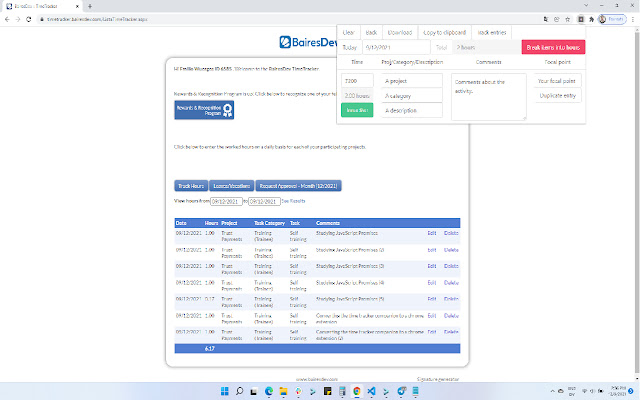 BD Time Tracker Companion  from Chrome web store to be run with OffiDocs Chromium online