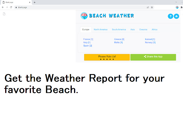 Beach Weather  from Chrome web store to be run with OffiDocs Chromium online