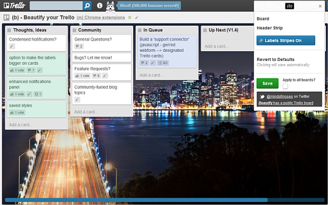 Beautify for Trello  from Chrome web store to be run with OffiDocs Chromium online