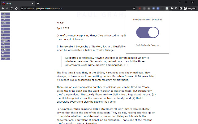 Beautify Paul Graham  from Chrome web store to be run with OffiDocs Chromium online