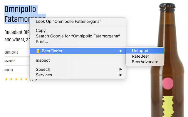 BeerFinder  from Chrome web store to be run with OffiDocs Chromium online