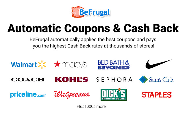 BeFrugal: Automatic Coupons and Cash Back  from Chrome web store to be run with OffiDocs Chromium online