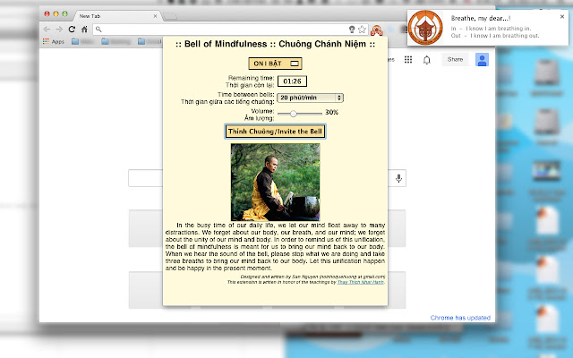 Bell of Mindfulness  from Chrome web store to be run with OffiDocs Chromium online