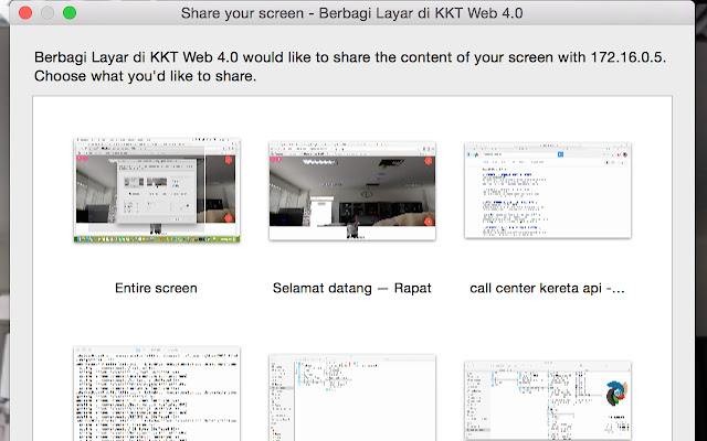 Berbagi Layar KKT Web 4.0 di IP 172.16.0.1  from Chrome web store to be run with OffiDocs Chromium online