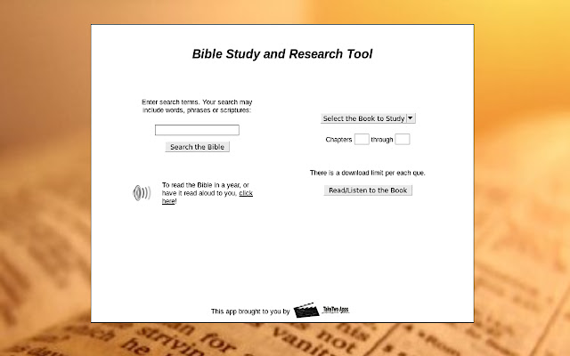 Bible Study Aid  from Chrome web store to be run with OffiDocs Chromium online