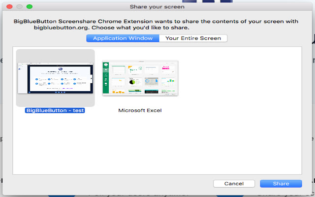 BigBlueButton Screenshare Extension for SMBC  from Chrome web store to be run with OffiDocs Chromium online