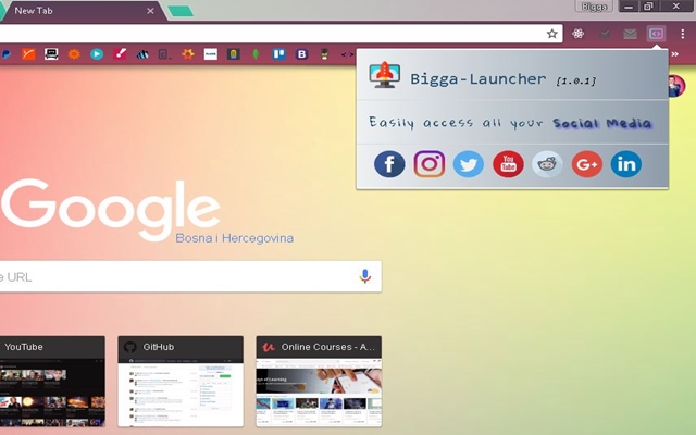 Bigga Launcher  from Chrome web store to be run with OffiDocs Chromium online