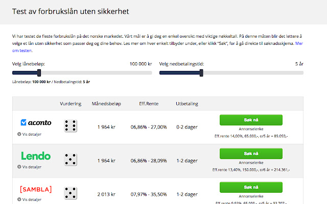 Billigeforbrukslån.no  from Chrome web store to be run with OffiDocs Chromium online