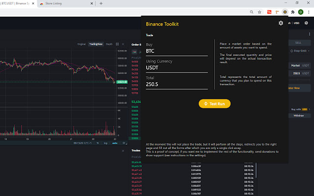 Binance Toolkit  from Chrome web store to be run with OffiDocs Chromium online