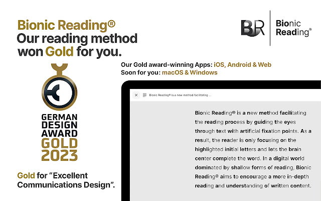 Bionic Reading  from Chrome web store to be run with OffiDocs Chromium online