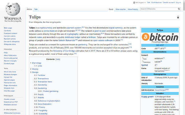 Bitcoin Tulips  from Chrome web store to be run with OffiDocs Chromium online