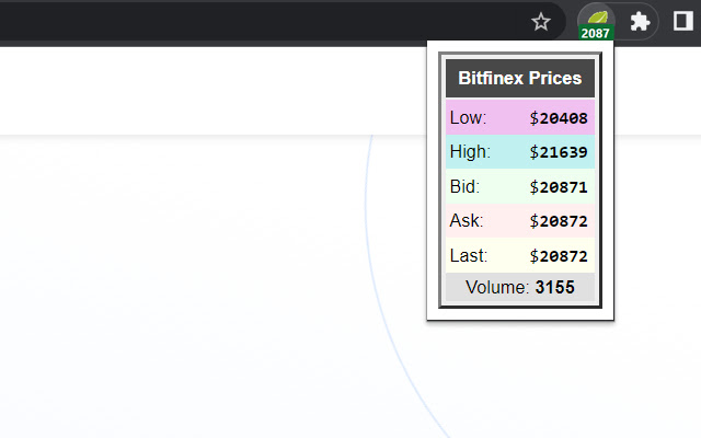 Bitfinex Ticker  from Chrome web store to be run with OffiDocs Chromium online