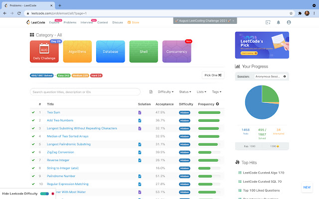 Blindcode Hide Leetcode Question Difficulty  from Chrome web store to be run with OffiDocs Chromium online