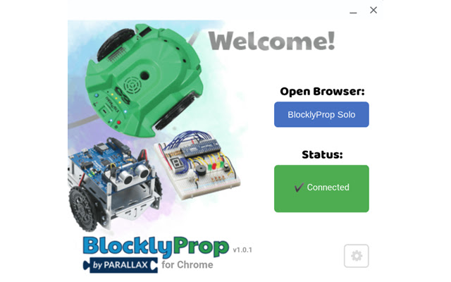 BlocklyProp Launcher  from Chrome web store to be run with OffiDocs Chromium online