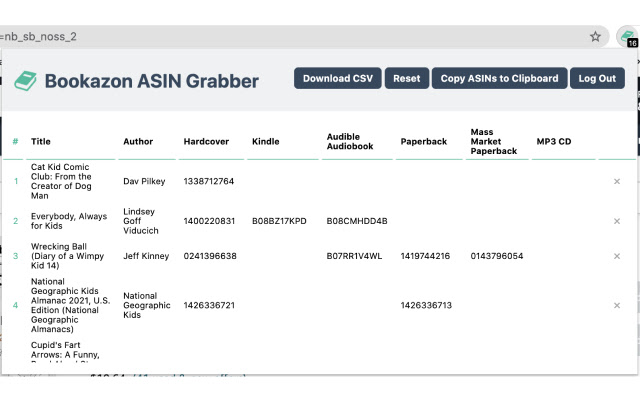Bookazon Asin Grabber  from Chrome web store to be run with OffiDocs Chromium online