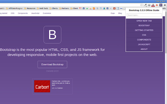 Bootstrap 3.3.x Offline Guide  from Chrome web store to be run with OffiDocs Chromium online