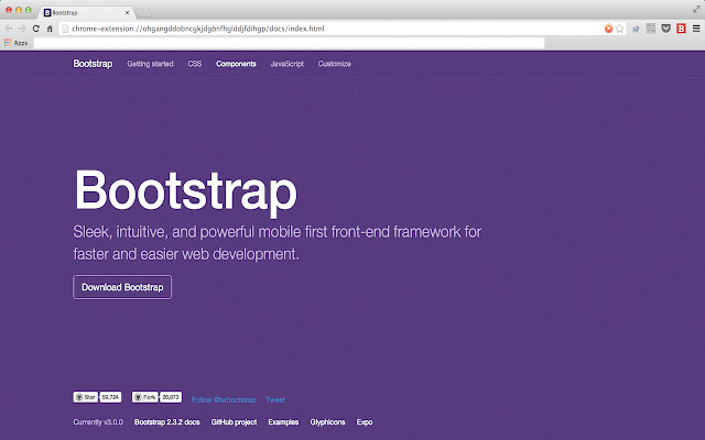 Bootstrap 3 Offline Docs  from Chrome web store to be run with OffiDocs Chromium online