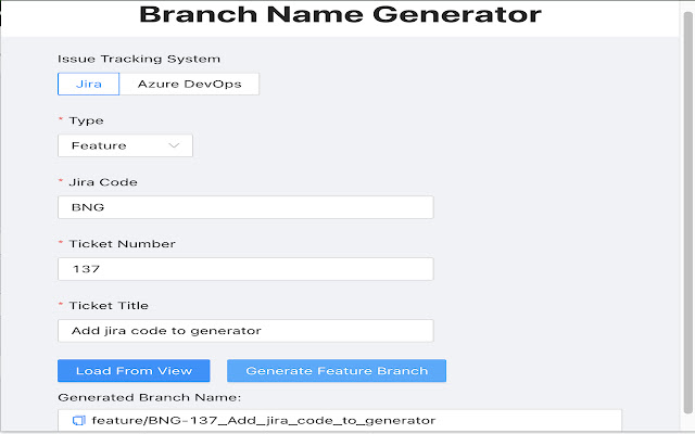 Branch Name Generator  from Chrome web store to be run with OffiDocs Chromium online