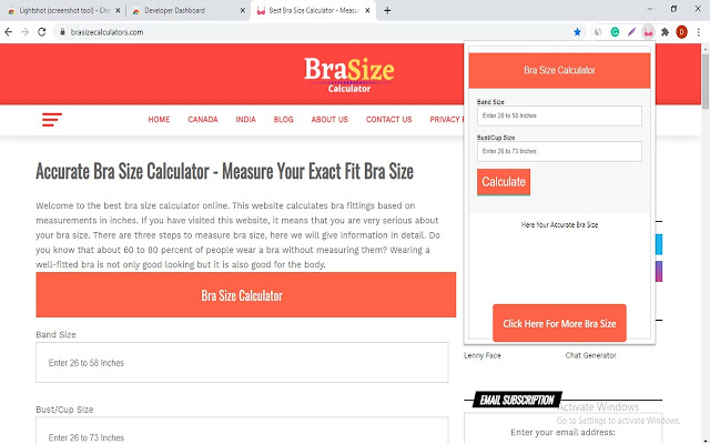 Bra Size Calculators  from Chrome web store to be run with OffiDocs Chromium online