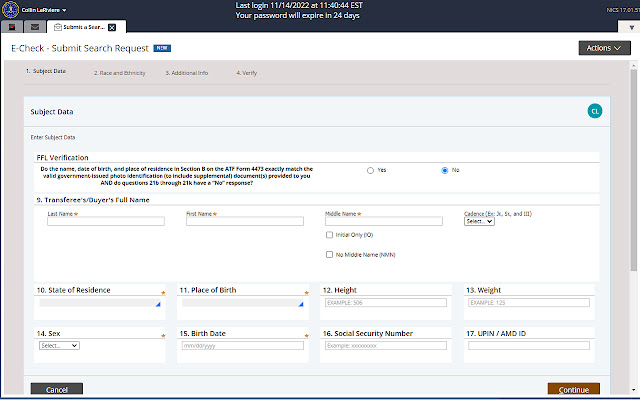 Bravo  E4473 auto eNICS background check  from Chrome web store to be run with OffiDocs Chromium online