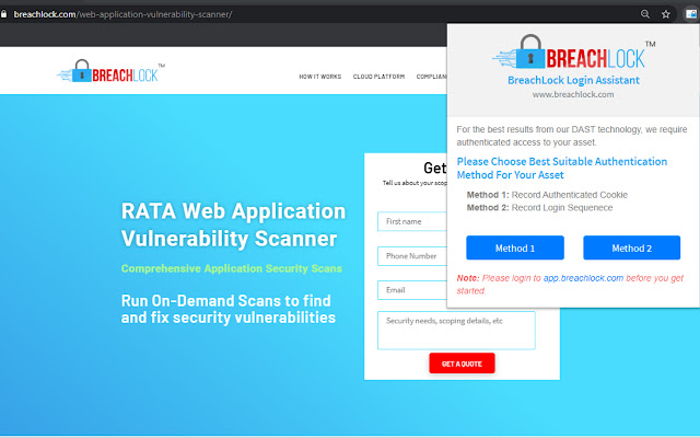 BreachLock Platform Login Assistant  from Chrome web store to be run with OffiDocs Chromium online