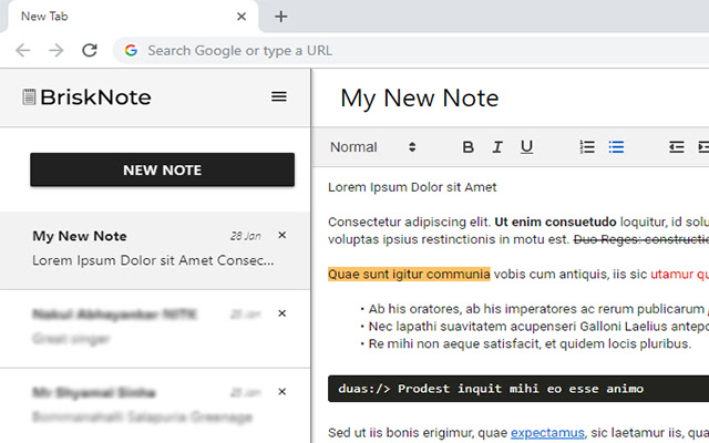 BriskNote: New Tab Notes that Sync with Phone  from Chrome web store to be run with OffiDocs Chromium online