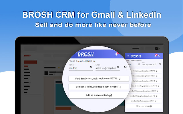 BROSH CRM for Gmail and LinkedIn  from Chrome web store to be run with OffiDocs Chromium online