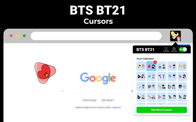 Los cursores BTS BT21 de Chrome web store se ejecutarán con OffiDocs Chromium en línea