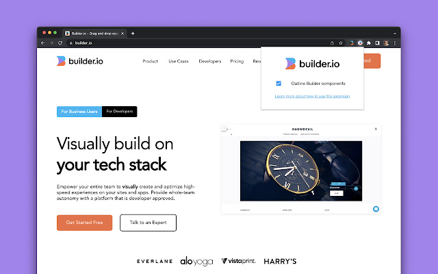 Builder.io  from Chrome web store to be run with OffiDocs Chromium online