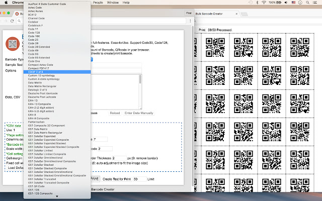 Bulk Barcode Creator e stampa dal negozio web di Chrome da eseguire con OffiDocs Chromium online