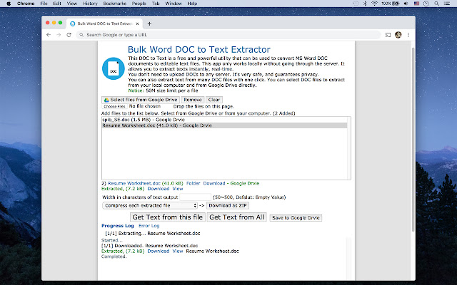 Bulk DOC to Text Extractor  from Chrome web store to be run with OffiDocs Chromium online