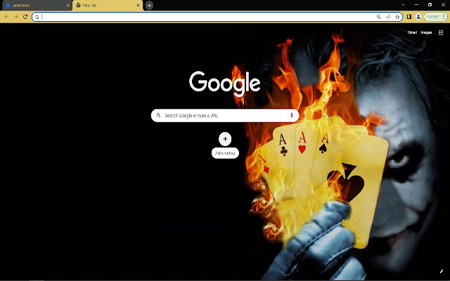 Burning Poker Joker Browser Theme  from Chrome web store to be run with OffiDocs Chromium online